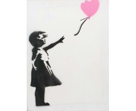 Banksy1974. "The Ballon Girl", verso auf Keilrahmen handschriftlich bez. "Banksy in Dismal !!" und num., Pochoir auf Leinwand