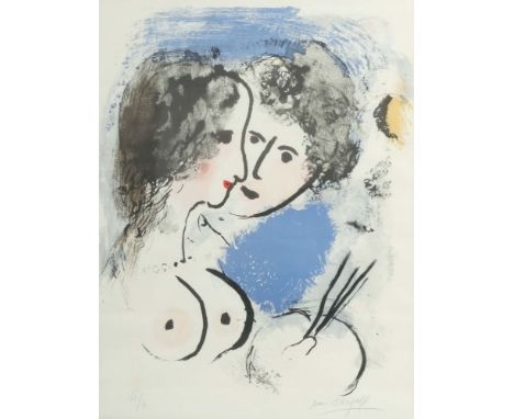 Chagall, Marc1887 - 1985, russischer Maler, Illustrator, Bildhauer und Keramiker. "Le Peintre a la Palette", unten rechts im 