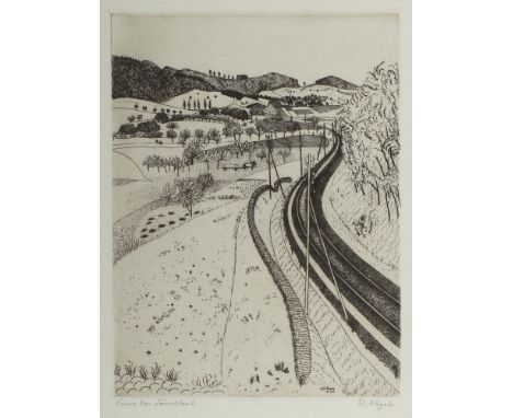 Nägele, ReinholdMurrhardt 1884 - 1972 Stuttgart. "Curve bei Fornsbach", Radierung/Bütten, in der Platte unten sign. und dat. 