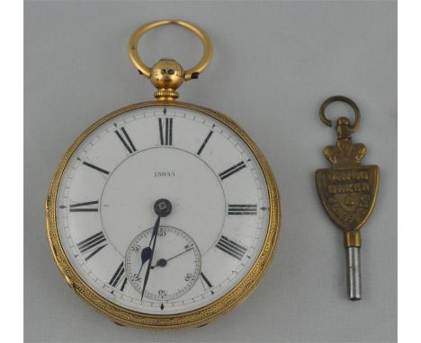 A George III&nbsp;18ct. gold pocket watch, having white enamel Roman numeral dial with Arabic numeral subsidiary seconds dial