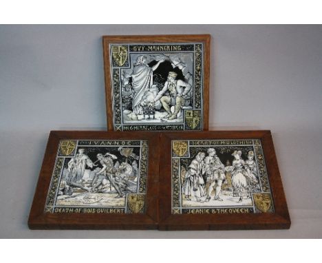 A SET OF THREE MINTON 'WAVERLEY' TILES, designed by John Moyr Smith, comprising 'Guy Mannering', 'Heart of Midlothian' and 'I