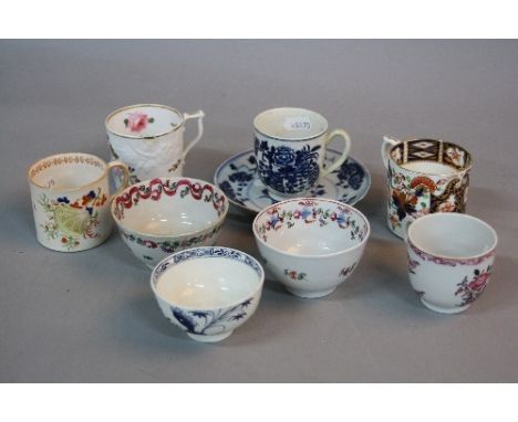 A GROUP OF LATE 18TH AND 19TH CENTURY PORCELAIN TEA BOWLS, COFFEE CANS AND SAUCERS, including Newhall, Stevenson & Hancock, 1