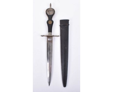 Unusual Indian Stiletto Early 20th Century, shallow diamond section nickel plated blade with square-shaped opening at the for