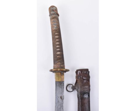 Japanese WW2 Army Officer’s Sword Katana, blade 68.3cms, unsigned with 2 peg holes, oil tempered blade with wavy hamon and ki