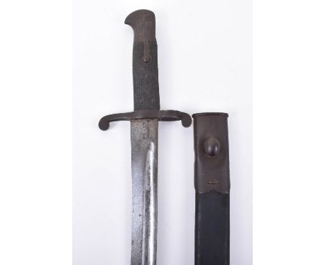 Enfield Sword Bayonet, thick recurved single edge blade with various stampings including issue marks 2/85, regulation iron hi