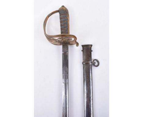 1845 Pattern Infantry Officer’s Sword, slightly curved single edge blade by Wilkinson No. 28271 etched with crowned VR amidst