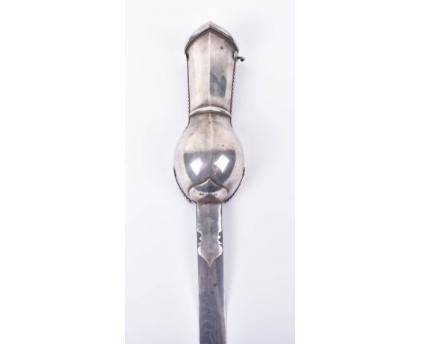 Fine Quality Rare Indian Silver Gauntlet Hilt Sword Pata Made for a Youth, Probably Late 19th Century, straight double edge b