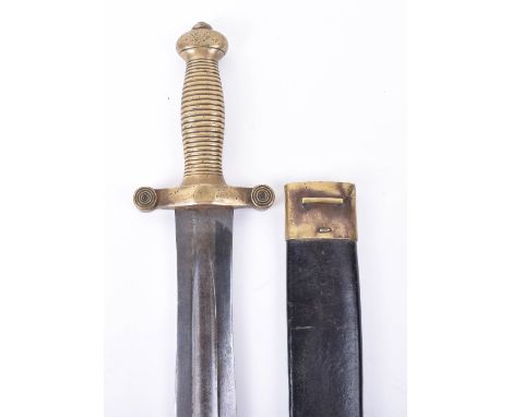 French M.1831 Artillery Man’s Gladius-Type Sidearm, rare second pattern with dated 1858 double fullered 49cm blade, 64cm over