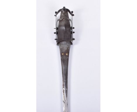 Rare Indian Sword Rapier with Katar Hilt, Late 17th or Early 18th Century, straight shallow diamond section tapered blade, ir