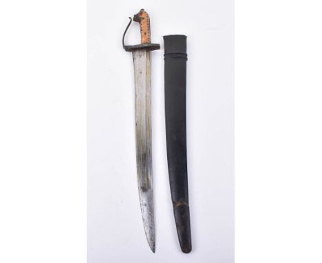 Unusual Afghan Khyber Knife, 19th Century, T-section blade with short inscription cut with a single narrow fuller, iron cross