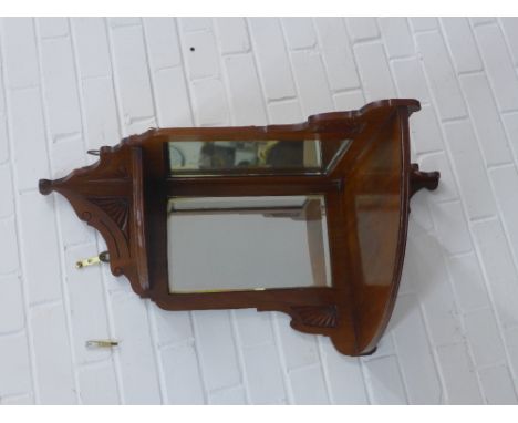 Mahogany mirror back corner shelf bracket, 52 x 82 x 37cm 