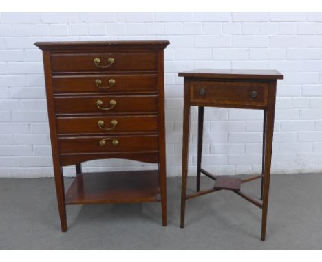 Edwardian mahogany music cabinet and side table, tallest 53 x 84 x 37cm (2) 