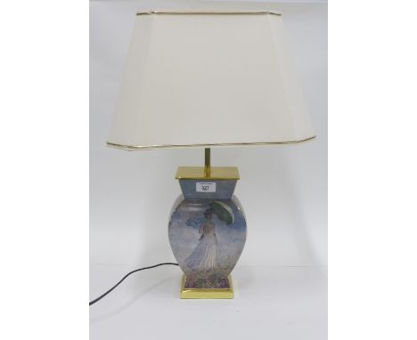 Goebel's porcelain table lamp and shade, 