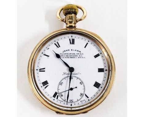 John Elkan, Gent's 9ct gold cased 'Colonial' pocket watch 