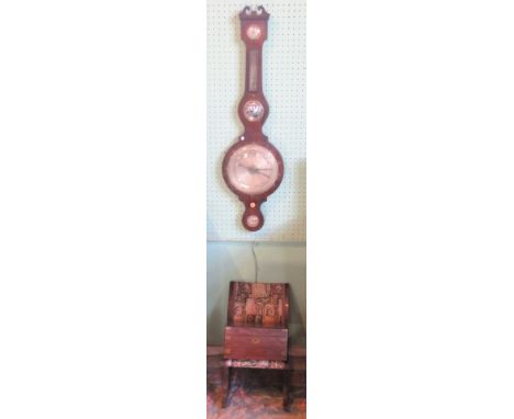 A 19th century five function mercurial barometer thermometer in a rosewood case, together with a walnut writing box and gout 