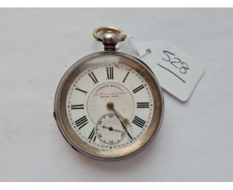 A gents silver pocket watch the Midland lever by J G Graves with seconds dial W/O 