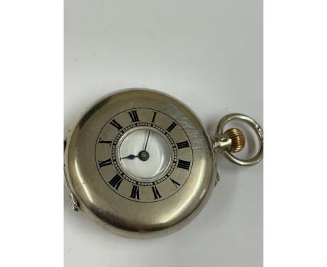  Antique silver half hunter pocket watch  