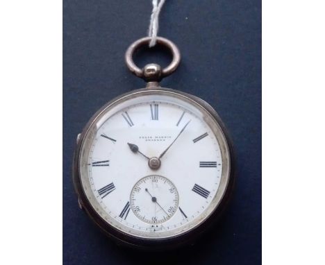 A gents silver pocket watch by Felix Martin Swansea with seconds dial 