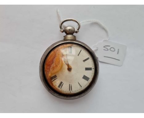 A antique metal pair cased pocket watch (rusted case and glass) 