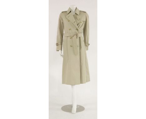 A Burberry ladies' classic cotton gaberdine trench coat,double-breasted button-up front and belt with classic 'Haymarket' che
