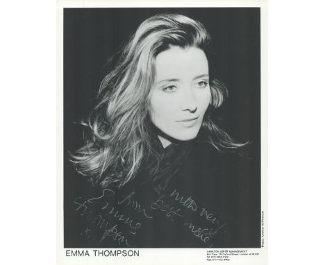 Emma Thompson signed 10 x 8 inch b/w portrait photo. All autographs come with a Certificate of Authenticity. We combine posta
