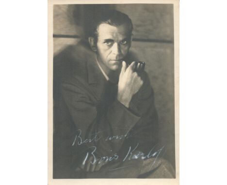 Boris Karloff vintage 7x5 matt photo, a nice early image in excellent condition and signed in white ink. All autographs come 