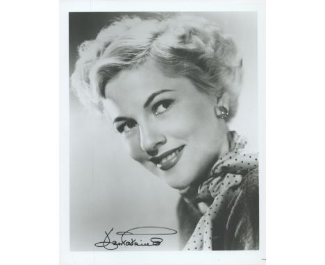 Joan Fontaine signed 10 x 8 inch b/w portrait photo. All autographs come with a Certificate of Authenticity. We combine posta