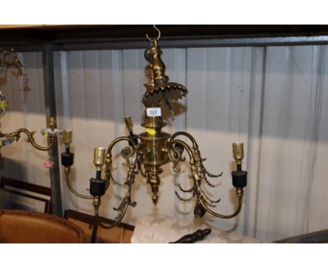 A brass five light chandelier  AF