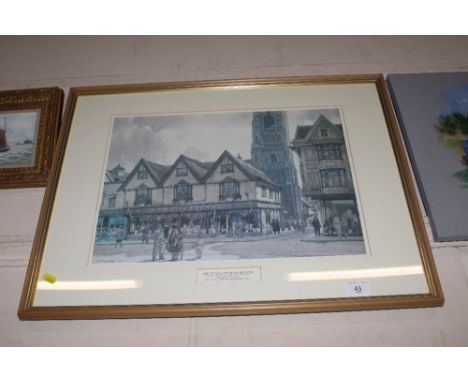 Leonard Russell Squirrell, coloured print of A.J. Ridley &amp; Son, Tavern Street, Ipswich