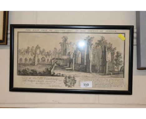 19th Century print, The East View of Leiston Abbey