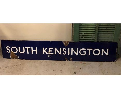 A Vintage enamel Underground Station sign 'South Kensington'
