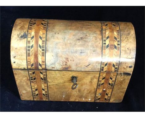 An inlaid dome topped Tea Caddy