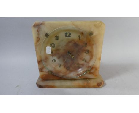 An Art Deco Onyx Mantle Clock with Garrard Movement, 22cm High 