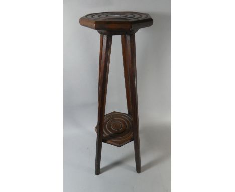 An Edwardian Octagonal Topped Torchere Stand with Stretcher Shelf, 82cm High 