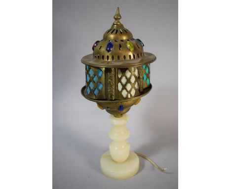 An Islamic Inspired Table Lamp In the form of a Lantern with Jewelled Decoration, 37cm High 