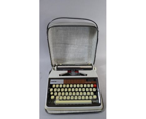 A Cased Vintage Portable Brother Deluxe 3000 Tabulator Typewriter 