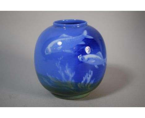 A Royal Worcester Sabrina Ovoid Vase with Fish Decoration, 2491, 8cm 