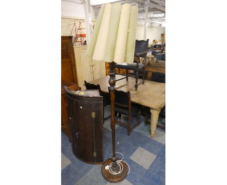 An Edwardian Turned Mahogany Standard Lamp and Shade 