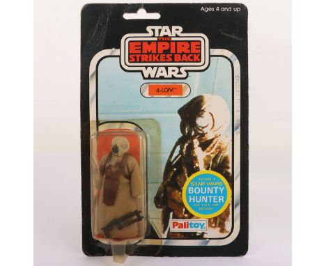 Vintage Star Wars The Empire Strikes Back 4-Lom Original Carded Moc Action Figure Palitoy. Factory sealed yellow bubble. Dent