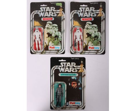 Three Vintage Star Wars Palitoy Action Figures complete with original bubbles and cardbacks. Including Stormtroopers and Deat