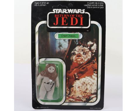 Vintage Palitoy Star Wars Return of The Jedi Chief Chirpa  Original Carded Moc Unpunched Action Figure. 3 ¾ inches, factory s