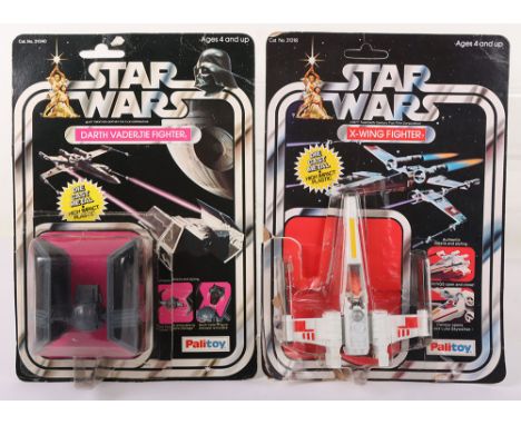 Two Palitoy Star Wars Vintage Darth Vader Tie Fighter Diecast Vehicle and X-Wing Fighter in original packaging. Product Nos.3