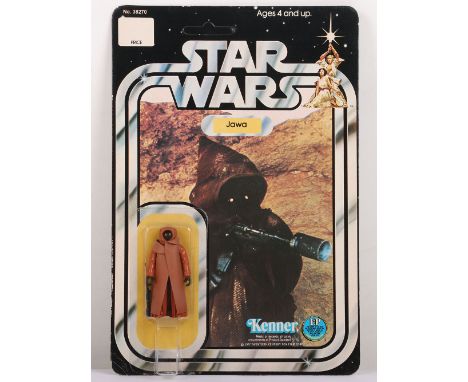 Scarce Vintage Star Wars Vinyl Cape Jawa Unpunched Original Carded Moc Action Figure Kenner. Product no. 38270. 3 ¾ inches, f