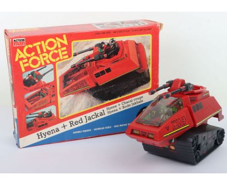 Vintage Action Force Red Shadows Hyena Vehicle and Red Jackal action figure boxed Palitoy. Complete in good condition. Missin
