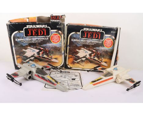 Two Vintage Star Wars Return of the Jedi Vehicles with boxes. Including Scarce grey battle damage version and standard battle
