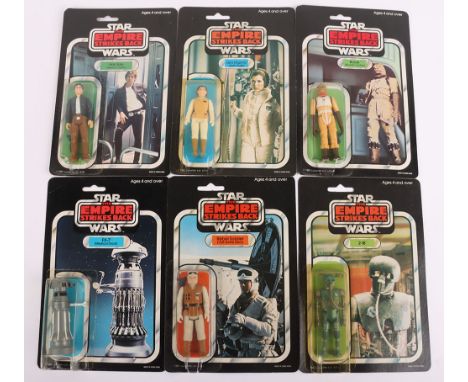 Six Vintage Star Wars Custom Empire Strikes Back Carded Moc Action Figures. Including 2-1B, Rebel Soldier, Princess Leia Hoth