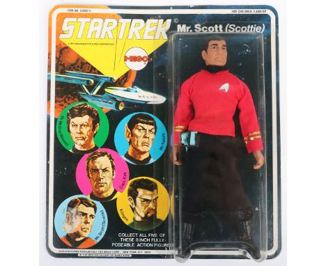 Vintage Original Star Trek Mego Mr. Scott (Scottie) Five face Type 1, 8 inch action figure Boxed item number 51200/5. Good co