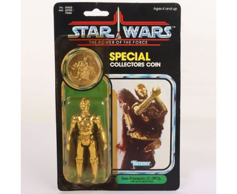 Vintage Kenner Star Wars The Power of the Force See-Threepio (C-3PO) with removable limbs Original Carded Moc  Action Figure.
