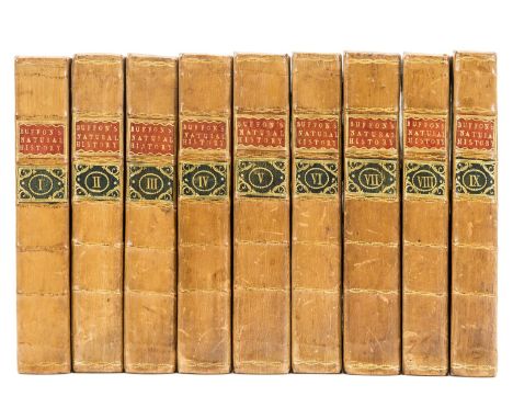 Buffon (G.L.M.L., Comte de) Natural History, General and Particular, 9 vol., second edition, engraved portrait, 2 maps and 30