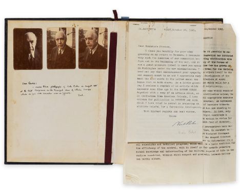 Atomic physics.- Bohr (Niels) An archive of Bohr material from the collection of Lewis L. Strauss, comprising, 3 T.L.s.s from